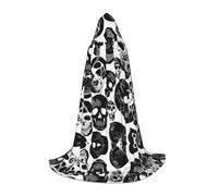 JAYWIS black skull -Print Youth Hooded Cape - Printed Adjustable Cloak For Teens, Halloween Adventures, Parties & Festive Appare L