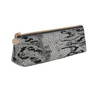 JAYWIS (Black White Snake Skin) Print Triangular Leather Pencil Case-Crossgrain Organizer for School, Office & Travel,Premium Zipper Design