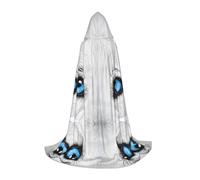 JAYWIS Blue Eyes Wolf -Print Youth Hooded Cape - Printed Adjustable Cloak For Teens, Halloween Adventures, Parties & Festive Appare L