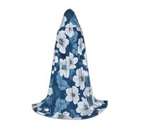 JAYWIS Blue hibiscus -Print Youth Hooded Cape - Printed Adjustable Cloak For Teens, Halloween Adventures, Parties & Festive Appare L