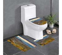 JAYWIS Blue Ridge Parkway Mountains -Print Flannel Non-Slip Rug Set 24X16In, 3-Piece Soft Mat For Bathroom & Toilet Area, Skid-Resistant.