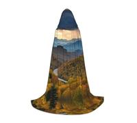 JAYWIS Blue Ridge Parkway Mountains -Print Youth Hooded Cape - Printed Adjustable Cloak For Teens, Halloween Adventures, Parties & Festive Appare L