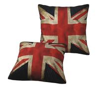 JAYWIS British Flag -Print Soft Decorative Throw Pillow Covers 2-Pack With Zipper For Couch Living Room. 16"x16"