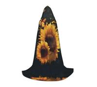 JAYWIS Butterflies and Sunflowers -Print Youth Hooded Cape - Printed Adjustable Cloak For Teens, Halloween Adventures, Parties & Festive Appare L