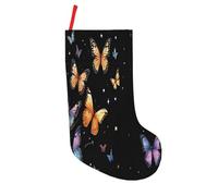 JAYWIS Butterfly -Print 18 Inch Patchwork Christmas Stockings - Large Holiday Decor With Hanging Loop For Festive Home Gift Giving.