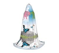 JAYWIS Butterfly -Print Youth Hooded Cape - Printed Adjustable Cloak For Teens, Halloween Adventures, Parties & Festive Appare L