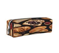 JAYWIS (Cheese Sandwiches) Print Leather Pencil Case with Zipper Handmade Crossgrain,Compact for School,Office & Travel
