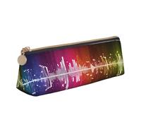 JAYWIS (Color Music Notes) Print Triangular Leather Pencil Case-Crossgrain Organizer for School, Office & Travel,Premium Zipper Design