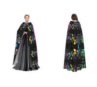 JAYWIS Colorful Musical Note -Print Budget Hooded Cloak For Adults - Adjustable Cape Halloween Costumes, Festivals & Gothic Events