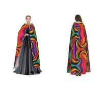 JAYWIS Colorful Rainbow -Print Budget Hooded Cloak For Adults - Adjustable Cape Halloween Costumes, Festivals & Gothic Events