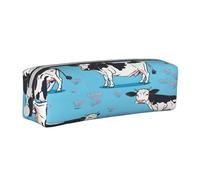 JAYWIS (Cow) Print Leather Pencil Case with Zipper Handmade Crossgrain,Compact for School,Office & Travel