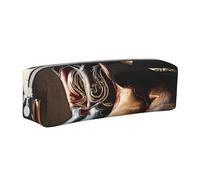 JAYWIS (Cowboy Black Hat Western Boots) Print Leather Pencil Case with Zipper Handmade Crossgrain,Compact for School,Office & Travel