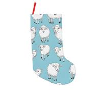 JAYWIS Cute Cartoon Sheep -Print 18 Inch Patchwork Christmas Stockings - Large Holiday Decor With Hanging Loop For Festive Home Gift Giving.
