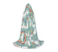 JAYWIS Cute Llama -Print Youth Hooded Cape - Printed Adjustable Cloak For Teens, Halloween Adventures, Parties & Festive Appare S