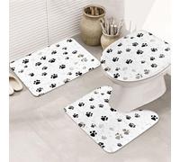 JAYWIS Dog Bones Prints -Print Flannel Bathroom Rug Set 31.5x20 Inch, Non-Slip 3 Piece Soft Mat for Floor, Toilet & Sink Area