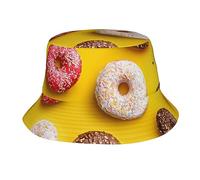 JAYWIS Doughnut Print Bucket Hat Adult,Unisex Bucket Hat Summer Travel Short Brim for Men Women Teens