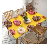 JAYWIS Doughnut Print Elastic Edge Fitted Tablecloth Cover 5 Foot Rectangle Table, Waterproof And Wipeable Tablecloth Covers For Elastic Edged Table Cover For Indoor Outdoor Patio Picnic 30 X 60 Inch