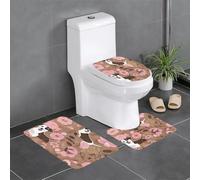 JAYWIS English Bulldogs -Print Flannel Non-Slip Rug Set 24X16In, 3-Piece Soft Mat For Bathroom & Toilet Area, Skid-Resistant.