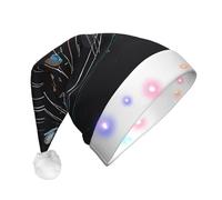 JAYWIS Exploring the Solar System -Print Adult Plush Light-Up Christmas Hat Led Effects, Festive Santa Headwear For Parties Gatherings Events.