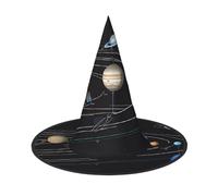 JAYWIS Exploring the Solar System -Print Full Coverage Halloween Hat Adult - Packable Witch Headwear For Renaissance Fairs, Gothic Parties & Festivals