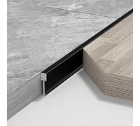 JAYWIS Extra Narrow Transition Strip between Laminate/Tile/Wood, Aluminum Alloy Bridge Covering Bar, Cuttable Gap Filler on Adjoining Floor (Color : Black)
