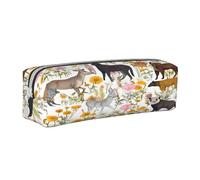 JAYWIS (Farm Animal) Print Leather Pencil Case with Zipper Handmade Crossgrain,Compact for School,Office & Travel