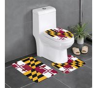 JAYWIS Flag of Maryland -Print Flannel Non-Slip Rug Set 24X16In, 3-Piece Soft Mat For Bathroom & Toilet Area, Skid-Resistant.