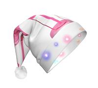 JAYWIS Flamingo -Print Adult Plush Light-Up Christmas Hat Led Effects, Festive Santa Headwear For Parties Gatherings Events.