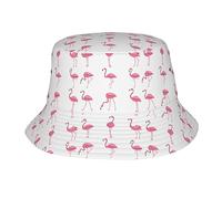 JAYWIS Flamingos On White Print Bucket Hat Adult,Unisex Bucket Hat Summer Travel Short Brim for Men Women Teens