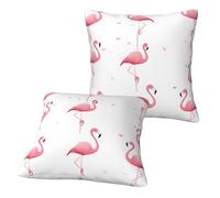 JAYWIS Flamingos on white -Print Soft Decorative Throw Pillow Covers 2-Pack With Zipper For Couch Living Room. 18"x18"