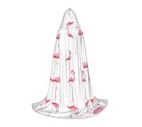 JAYWIS Flamingos on white -Print Youth Hooded Cape - Printed Adjustable Cloak For Teens, Halloween Adventures, Parties & Festive Appare L
