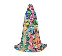 JAYWIS Flip-Flops on a Sandy Beach -Print Youth Hooded Cape - Printed Adjustable Cloak For Teens, Halloween Adventures, Parties & Festive Appare L