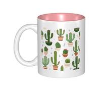 JAYWIS Floral Bloom -Print Inner Color Ceramic Mugs, Custom Colored Interior for Home Office Cafe, Dishwasher & Microwave Safe Coffee Cups Pink