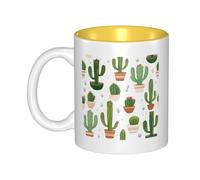 JAYWIS Floral Bloom -Print Inner Color Ceramic Mugs, Custom Colored Interior for Home Office Cafe, Dishwasher & Microwave Safe Coffee Cups Yellow
