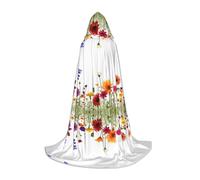 JAYWIS Flower -Print Youth Hooded Cape - Printed Adjustable Cloak For Teens, Halloween Adventures, Parties & Festive Appare S