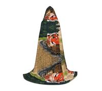 JAYWIS Freight Train -Print Youth Hooded Cape - Printed Adjustable Cloak For Teens, Halloween Adventures, Parties & Festive Appare L