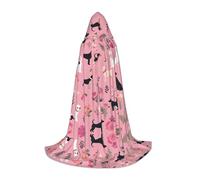 JAYWIS French Bulldog And flowers -Print Youth Hooded Cape - Printed Adjustable Cloak For Teens, Halloween Adventures, Parties & Festive Appare L