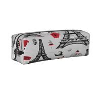 JAYWIS (French Fashion Model Ferrets) Print Leather Pencil Case with Zipper Handmade Crossgrain,Compact for School,Office & Travel