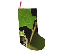 JAYWIS Frog and Rain -Print 18 Inch Patchwork Christmas Stockings - Large Holiday Decor With Hanging Loop For Festive Home Gift Giving.