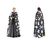 JAYWIS Fun cat Astronaut -Print Budget Hooded Cloak For Adults - Adjustable Cape Halloween Costumes, Festivals & Gothic Events