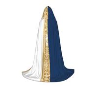 JAYWIS Gold Blue White -Print Youth Hooded Cape - Printed Adjustable Cloak For Teens, Halloween Adventures, Parties & Festive Appare M