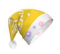 JAYWIS Goodlooking Hello -Print Adult Plush Light-Up Christmas Hat Led Effects, Festive Santa Headwear For Parties Gatherings Events.
