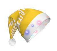JAYWIS Goodlooking Hello -Print Adult Plush Light-Up Christmas Hat Led Effects, Festive Santa Headwear For Parties Gatherings Events.
