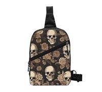 JAYWIS gothic wallpaper skull -Print Sports Crossbody Chest Bag, Lightweight Adjustable Pack For Running, Travel, Hiking - Water-Resistant & Foldable Design.