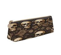 JAYWIS (Gothic Wallpaper Skull) Print Triangular Leather Pencil Case-Crossgrain Organizer for School, Office & Travel,Premium Zipper Design