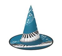 JAYWIS Green and white piano keys -Print Full Coverage Halloween Hat Adult - Packable Witch Headwear For Renaissance Fairs, Gothic Parties & Festivals