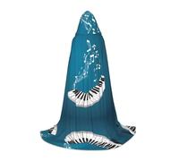 JAYWIS Green and white piano keys -Print Youth Hooded Cape - Printed Adjustable Cloak For Teens, Halloween Adventures, Parties & Festive Appare L
