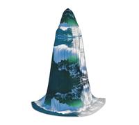 JAYWIS Green Surf -Print Youth Hooded Cape - Printed Adjustable Cloak For Teens, Halloween Adventures, Parties & Festive Appare L