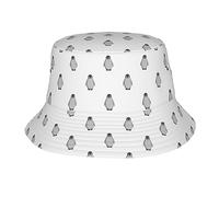JAYWIS Grey Penguin Print Bucket Hat Adult,Unisex Bucket Hat Summer Travel Short Brim for Men Women Teens