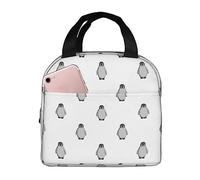 JAYWIS Grey Penguin Print Lunch Bags for Women for Work,Large Capacity Lunch Tote Bag,Lunch Box Container for Work School Office